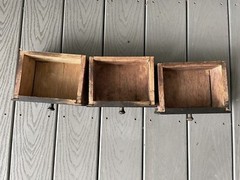 Hand Made Solid Wood Vtg Office Utility Old Farmhouse Wall Mount 3 Drawr Cabinet