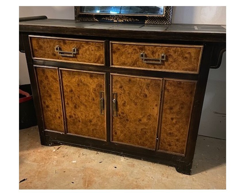 1970s Art Deco Bernhardt Burl Wood Storage Cabinet