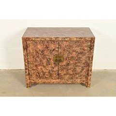Henredon Mid-Century Hollywood Regency Chinoiserie Faux Tortoise Shell Cabinet