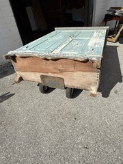 antique Blue Painted Cupboard Dental Molding Dovetailed Farm House 1820