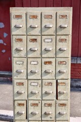 Antique apothecary file Cabinet wood drawer vintage book ledger holder cubby