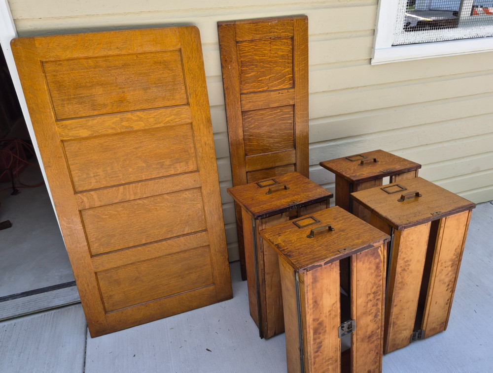 Library Bureau Sole Makers Tiger Oak File Cabinet Parts Side Back Tag Drawers