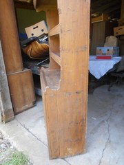 ANTIQUE PRIMITIVE GRAIN PAINTED OPEN TOP STEPBACK CUPBOARD