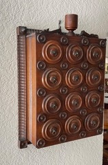 Antique Arts Crafts Unique 12 Drawer Wall Spice Cabinet Copper Labels