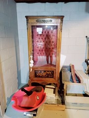 Louis XV or Louis XVI style antique vitrine display cabinet, Vernis Martin style