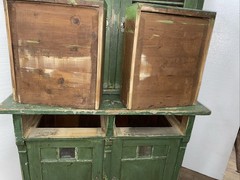 Antique Continental primitive Kitchen cupboard Early Green paint