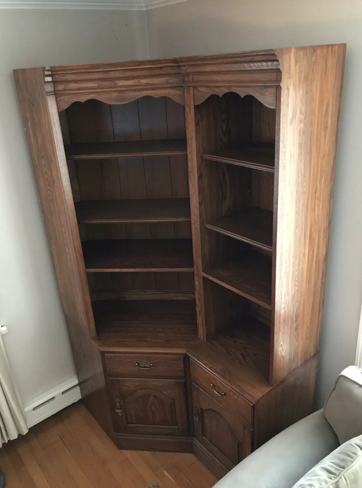 PENNSYLVANIA HOUSE Solid Oak 4 Piece Corner Cabinet & Side Cabinet Set EXC COND!