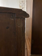 1800s burlwood cupboard/side board. Unrestored beauty. Intricate carving w/key