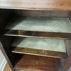 Antique Victorian Style Sheet Music Cabinet Glass Door Original Shelf Fabric