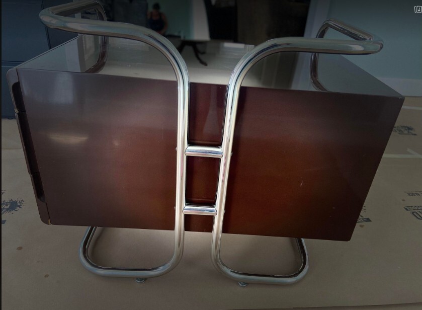  Chocolate Lacquer Tubular Steel Pace collection Leon Rosen Desk Drawers