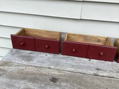 Vintage Handmade 3 Drawer Spice Or Apothecary Cabinet Red Paint