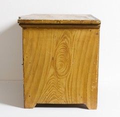 17″W, Antique 1930s small Children’s 2 door Cabinet, faux wood grain painted.