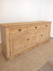 19th Century Antique English Pine Sideboard Buffet Cabinet Island Farm Cupboard