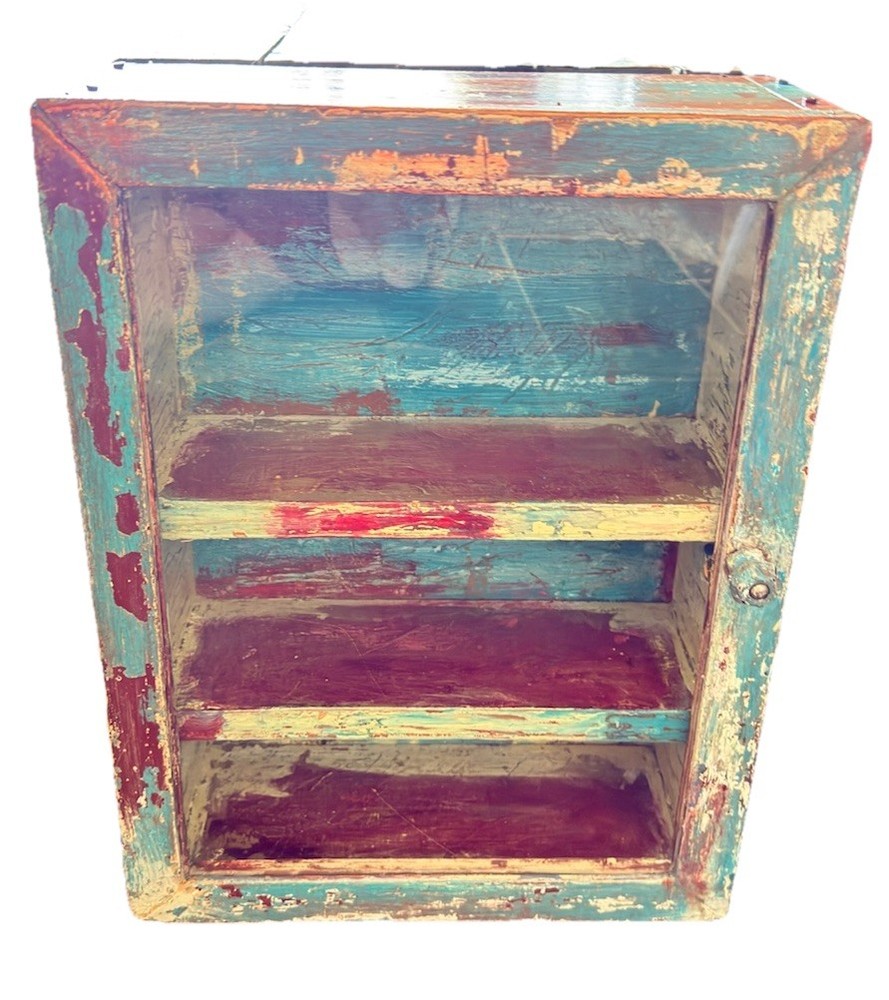 Medicine Cabinet Vintage Distressed Wood Display Rustic Art Deco Farmhouse