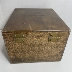 Vintage Large Wooden Box Card Catalog Recipe File Dove Tailed Corner