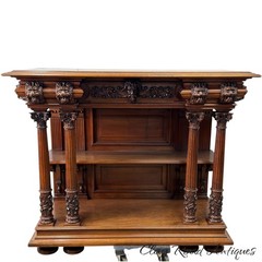 Antique walnut Lion head green man server console table carved victorian 1880
