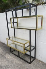 Hollywood Regency Black and Brass Finish Display Shelving Etagere 5459