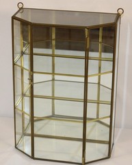 Vintage 3-Tier Brass Glass Mirrored Curio Cabinet Hanging Tabletop Display 14×10