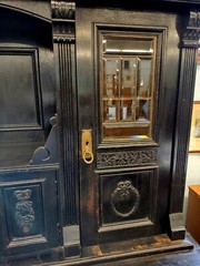 Antique Georgian Period Hutch Cabinet Beveled Glass