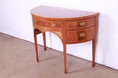 Baker Furniture Federal Inlaid Mahogany and Satinwood Demilune Cabinet