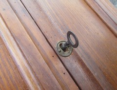 Antique Victorian Oak Stick & Ball Skeleton Key Medicine Cabinet Cupboard