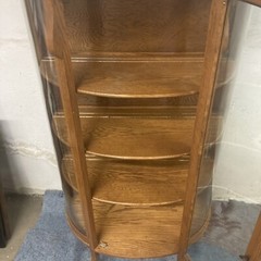 Antique 60x34in Beveled Glass Wooden 3-Shelve Cabinet *RARE*