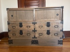 Rare Vintage Japanese Tansu Cabinet Chest – Solid Wood Cabinet w/ Iron Hardware