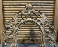 Antique Victorian Gilt Iron Oval Mirror or Picture Frame
