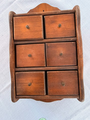 Antique Wooden Apothecary Cabinet – 6 Drawer Spice Chest – Primitive kitchen